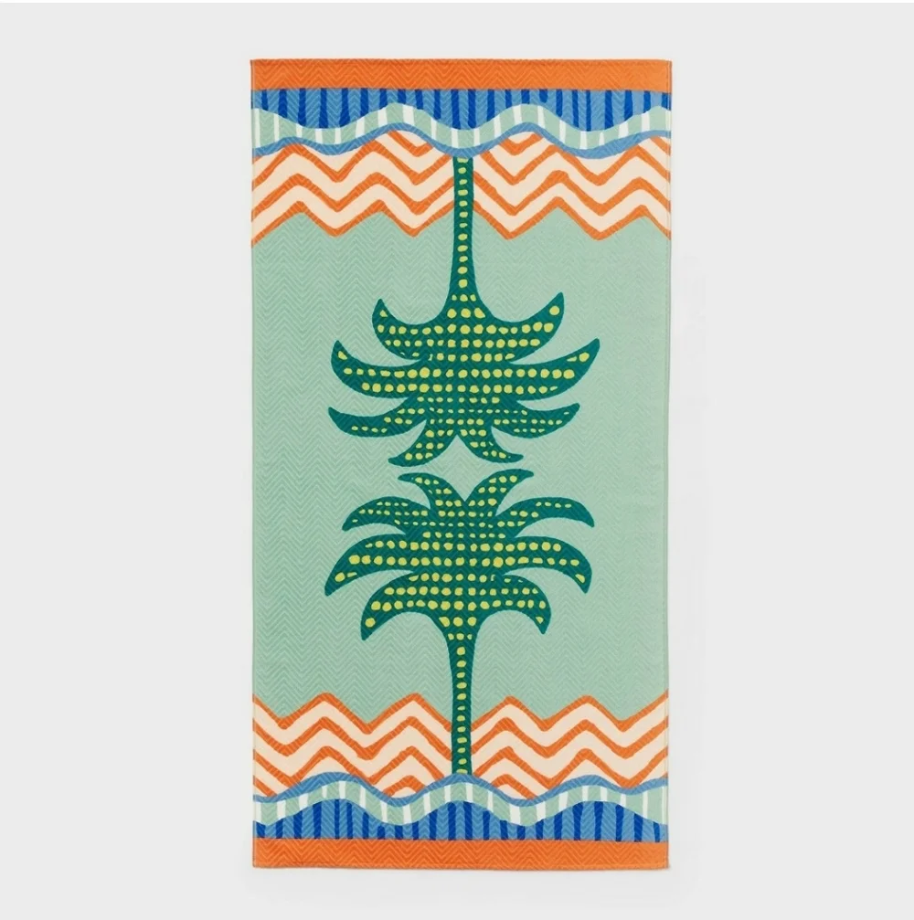 New!Colorful Palm Tree Cotton Beach Towel Outdoors Beach Day Lightweight Y2K